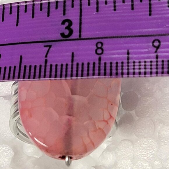 Pink Agate Veins Ring Adjustable Band Handmade Semi Precious Ring - Picture 9 of 10